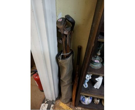 Twelve vintage hickory shafted golf clubs,&nbsp;in vintage Dunlop bag. 