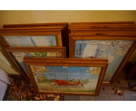 A set of twelve vintage style motoring prints,&nbsp;simulating tiles, largest 36 x 58cm.&nbsp; 