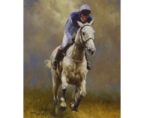 Graham Isom (1945-), oil on canvas, Richard Dunwoody on Desert Orchid, signed, 59 x 49cm