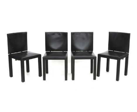 Paolo Piva (1950-2017) Four black leather upholstered chairs, model Arcara, produced by B&amp;B Italia, designed 1985, marked