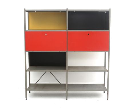 Wim Rietveld (1924-1985) A modular shelving unit, lacquered and enamelled metal, model 663, produced by Gispen, Culemborg, de