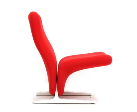 Pierre Paulin (1927-2009) A red upholstered Concorde chair on white lacquered feet, model F780, produced by Artifort, marked 
