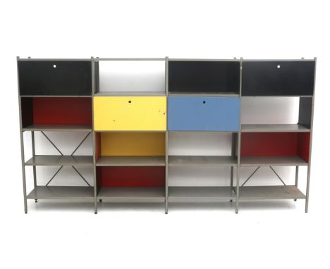 Wim Rietveld (1924-1985) A modular shelving unit, lacquered and enamelled metal, model 663, produced by Gispen, Culemborg, de