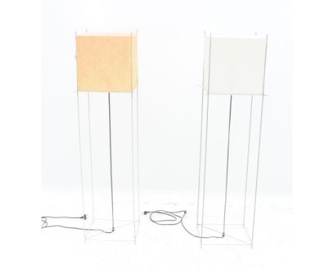 Benno Premsela (1920-1997) Two Lotek floorlamps, light metal frames, one with white vlieseline fabric, the other red/pink, de