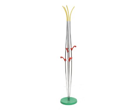 Prospero Rasulo (1953) A chromium plated metal and rubber coat stand, model Albera, produced by B.R.F., Italy, 1990s, the coa