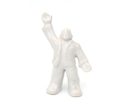 After Hildo Krop (1884-1970)&nbsp;A replica white glazed ceramic figure of a shipyard worker, later cast, marked to one leg w