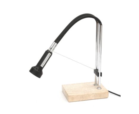 Angelo Lelli (1911-1979) A travertine, black lacquered and chromium plated metal desk lamp, adjustable on spring columns, pro