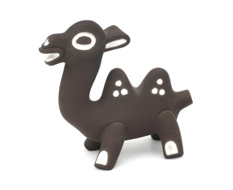 Jaap Ravelli (1916-2011) A ceramic figure depicting a camel with dots, 1950s, signed underneath, minor chip to ear. 11 x 12 x