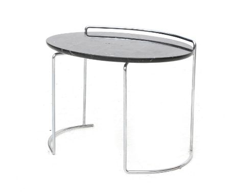 Kazuhide Takahama (1930-2010) A chromium plated steel occasional table with oval black marble top, model Djuna, porduced by C