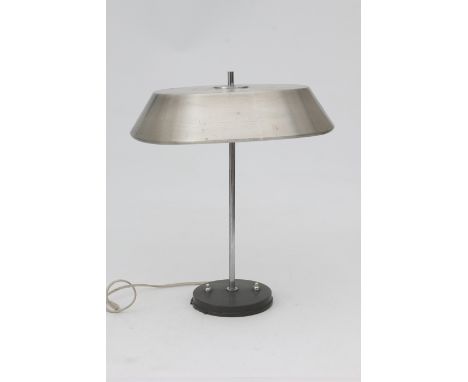 Philips, Eindhoven A chromium plated metal and aluminium 'President' desk lamp with grey metal base, 1960s, marked on base, s