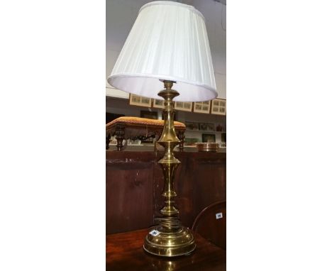 A Good Brass Table Lamp, with a white shade.
