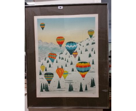 Francois (Fanch) Ledan (b.1949), a Limited Edition Colour Lithograph on Paper, 'Balloons in Flight', signed and numbered by t