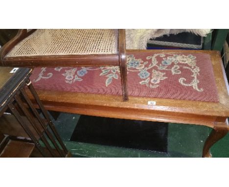 An Early 20th Century Duet Stool with Tapestry Seat Standing on Cabriole Legs.