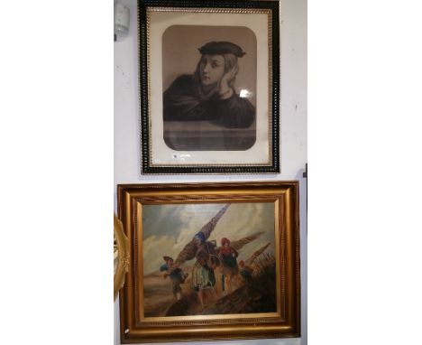 Julia Kelly, A Charcoal Portrait of Raphael, in a black and gilt frame 59 x 45cm, together with another by the same hand 'Por