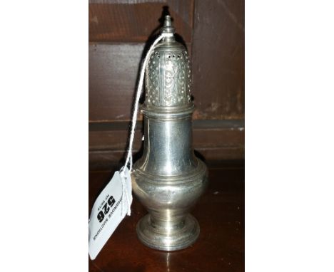 A George Second Silver Pepper Canister, London 1753; of pedestal urn shape with turned finial , 3.47 ozs.