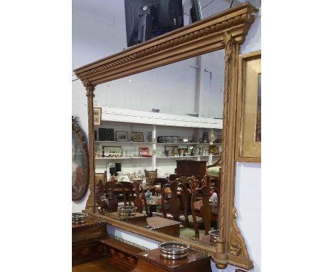 A Large Gilt Wood Framed Overmantel Mirror.