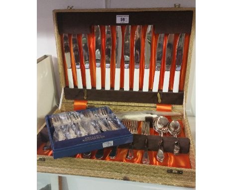 A Canteen of Vintage Newbridge Cutlery for Six, Complete, together with a boxed set of six Newbridge pastry forks (2).