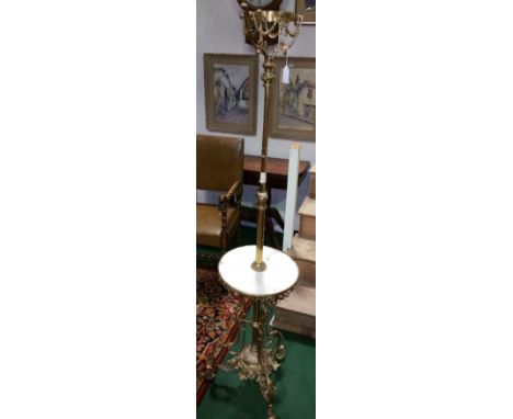 A Victorian Style Brass Standard Lamp.(damaged).