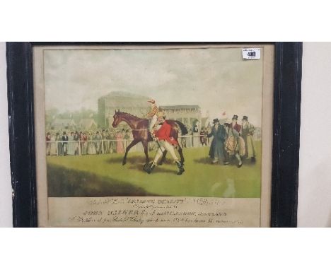 A Good Coloured Advertising Print for John Walker Whiskey, 'Leading Quality', representing horse racing.