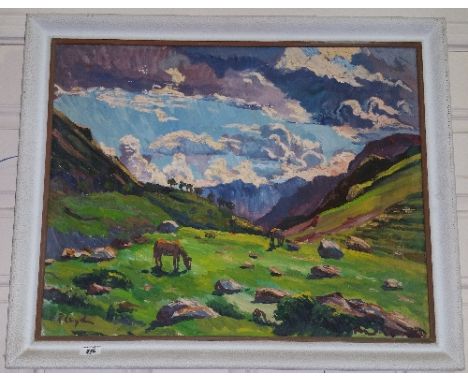 A 20th Century Oil on Board Depicting a Contemporary Nature Scene, signed R. Lyndon, 65cm x x52cm.
