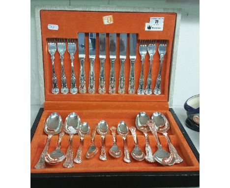 A Canteen of Vintage Newbridge Silverware Cutlery for Six in the Kings Pattern.