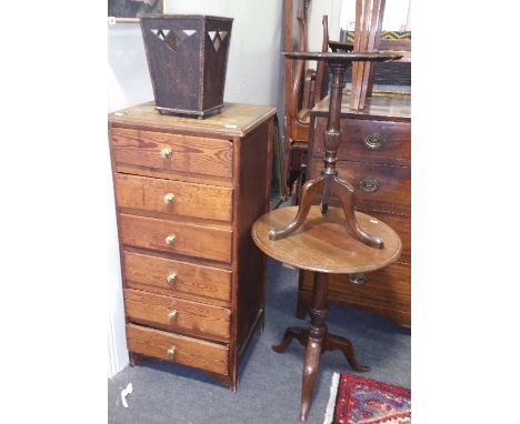 A Collection of Furniture to include a 19th century mahogany tripod table - diameter 21.25in, an oak chest of six drawers, a 