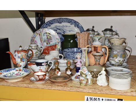 A GROUP OF DECORATIVE CERAMICS, comprising jugs by Arthur Wood, Sylvac apple blossom vase 2870, a Coalport 'Mayfield' covered