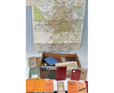 One Box of 19th and early 20th century MAPS &amp; EPHEMERA, many maps cloth backed and hand coloured, comprising a Plans Of T