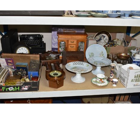 THREE BOXES AND LOOSE CERAMICS, GLASS, METALWARE, AND SUNDRY ITEMS, to include a Shelley Little Red Riding Hood teacup and sa