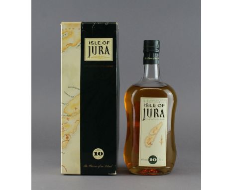 A bottle of Isle of Jura Single Malt Scotch Whisky, aged ten years (at bottling - with gift box) Unopened seal, condition not