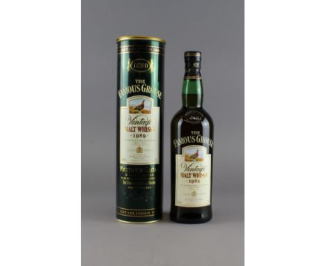 A bottle of The Famous Grouse Vintage Malt Whisky 1989, aged 12 years (at bottling), with gift tin Unopened seal, condition n