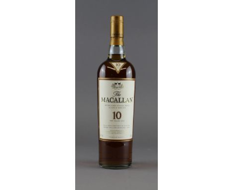 A bottle of The Macallan Highland Single Malt Scotch Whisky, aged ten years (at bottling) Unopened seal, condition not guaran