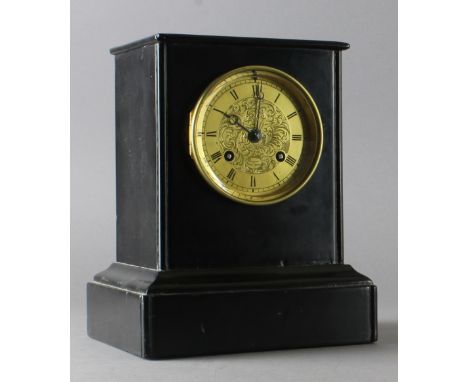 A 19th Century French ebony veneered mantle clock, retailed by Bryson & Son, Paris, the movement by Rollin of Paris, No. 1941