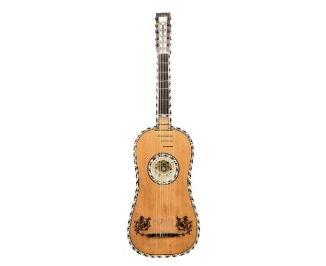 FIve double course Guitar by Alexandre Voboam Le Jeune, 1675 and later, the head with shaped outline bearing ten ebony pegs, 