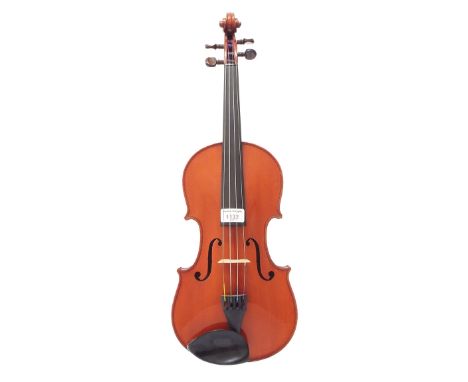 French J.T.L. Sarasate Maitre De'Apres Nicolaus Amatus..., also branded on the button, 14 3/16", 36cm