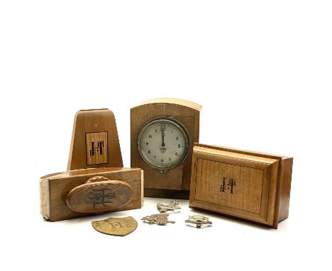 Judith Hughes, Tavistock, Devon, A 1930s satinwood small casket, the lid monogrammed F&amp;H H, width 16cm, together with a m
