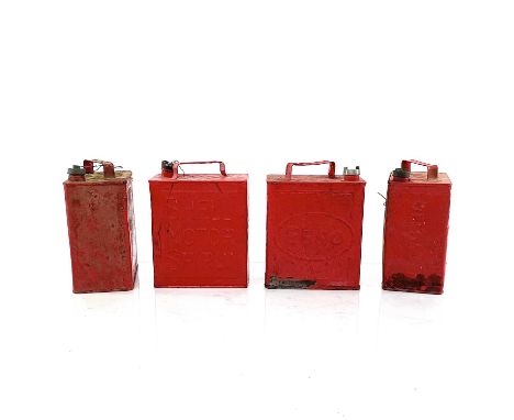 Two vintage Shell petrol cans, an Esso example, and one other (4).