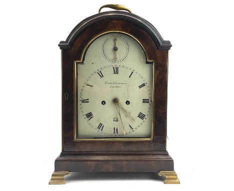 Chater &amp; Livermore, A George III mahogany bracket clock, the arched painted dial with strike/silent facility and calendar