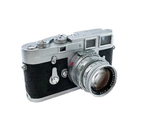 A Leica Rangefinder M3 (Chrom-SS) chrome 1963 serial number 1070513 fitted with a Leitz Wetzlar Summicron 1:2/50 lens 1961 se