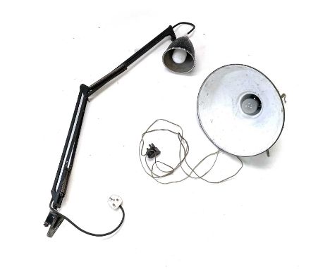 A Thorlux enamel industrial light shade diameter 35.5cm together with a wall mounted adjustable lamp. (2)