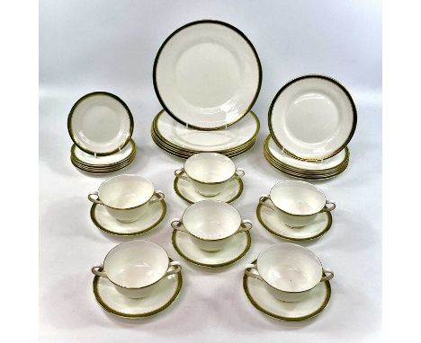 A Wedgwood 'Chester' pattern dinner service - six place settings - comprising dinner plates, bread and butter plates, twin ha