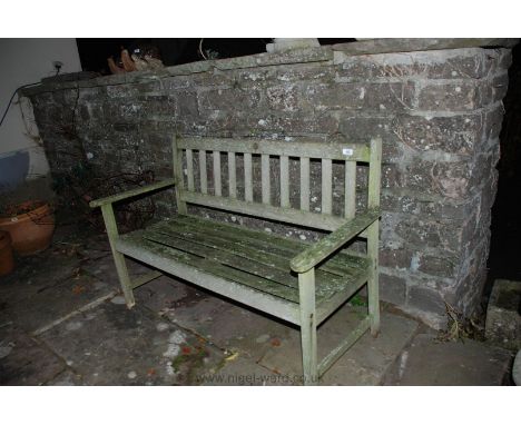 A wooden garden bench