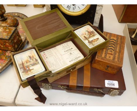 A Cribbage Board, miscellaneous playing cards and backgammon