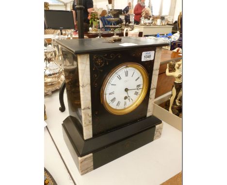 A marble Mantle Clock by Pratt, 11" x 10 1/2".