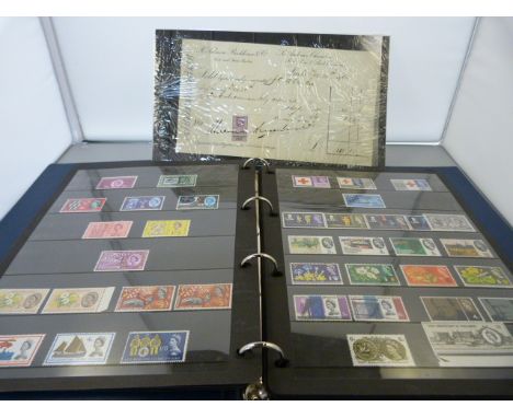 An album of interesting British stamps including Seahorses,40 & 80 Paras, Contract notes. I.R,Army and Admiralty Officials, G