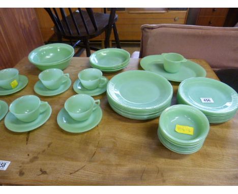 A quantity of Jade coloured part dinner service