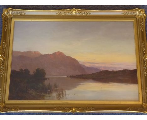 ALFRED de BREANSKI (1852-1928), a gilt-framed and glazed oil on canvas study 'Evening', Skiddaw and Bassenthwaite, signed low