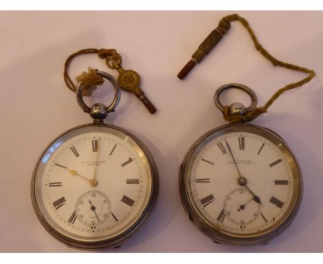 Two early 20th century silver-cased open-faced pocket watches; one by J.W. Benson of London, the other by F.W. Rampton of Mel