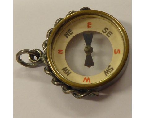 A silver-mounted compass fob; maker's mark W. J. P., assayed Chester 1924