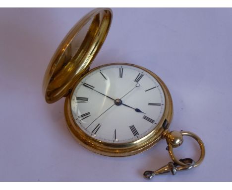 A fine 18-carat yellow-gold-cased full Hunter; white enamel dial with Roman numerals, blued steel hands and with subsidiary s